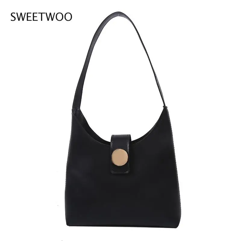 

Autumn Fashion Messenger Armpit Tote Bag Fashion Simple Crossbody Solid Color Bucket Handbag and Purse Exquisite Texture Shopper