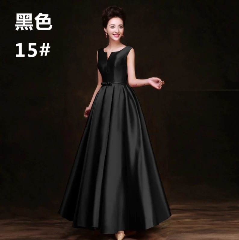 Черный Vestido de festa Новое атласное сексуальное ТРАПЕЦИЕВИДНОЕ ПЛАТЬЕ С v-образным вырезом бордовое Золотое фиолетовое платье для невесты свадебное платье largo - Цвет: Черный
