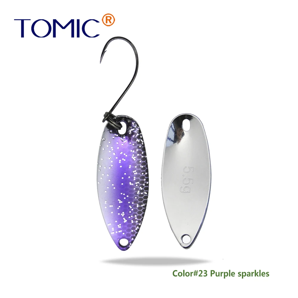 Purple Sparkles Tomic 2 г 3,5 г 5,5 г латунные рыболовные лезвия 1 шт. набор сверхлегкий УФ цвет металлическая приманка микро литье форель бас ложка - Цвет: Purple Sparkles