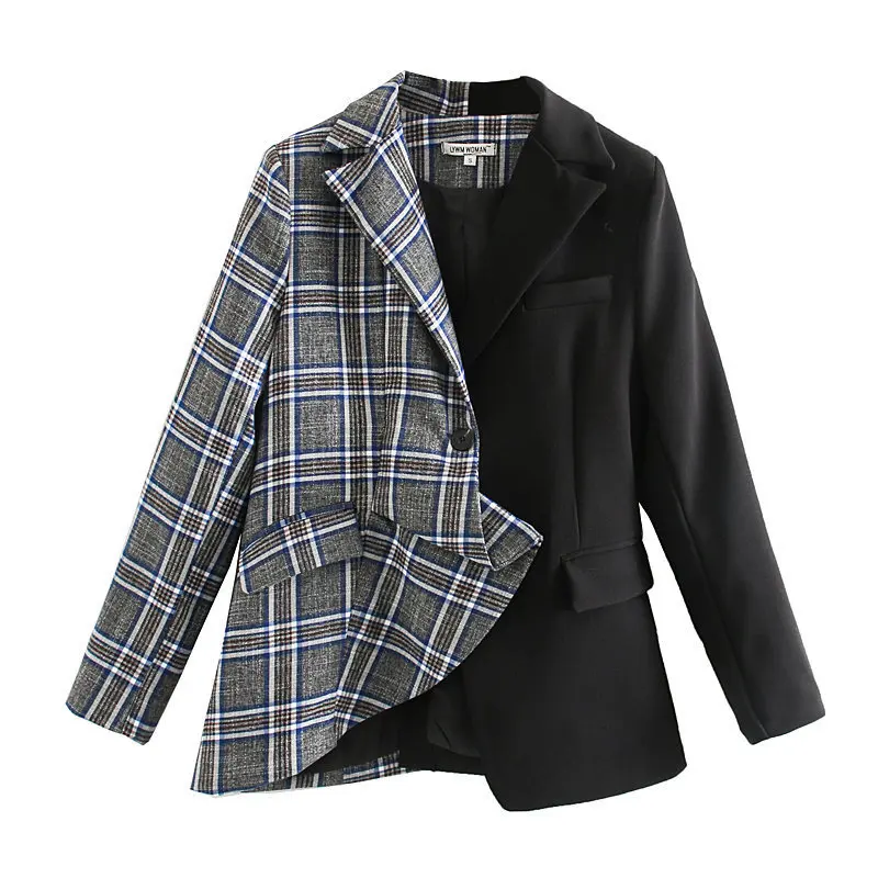 LANMREM 2020 новая весенняя модная женская одежда с зубчатым воротником и длинными