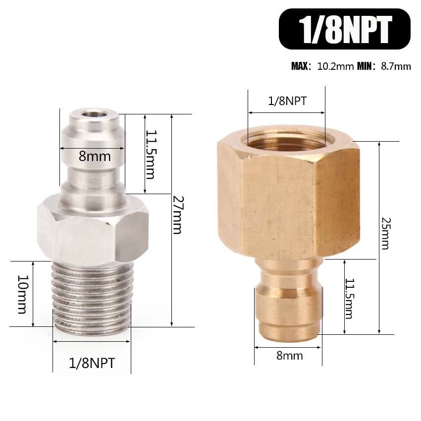 PCP Paintball 8mm Fill Nipple 1/8NPT Quick Female Plug Male Coupler Fittings Air Socket 2pcs/set | Спорт и развлечения
