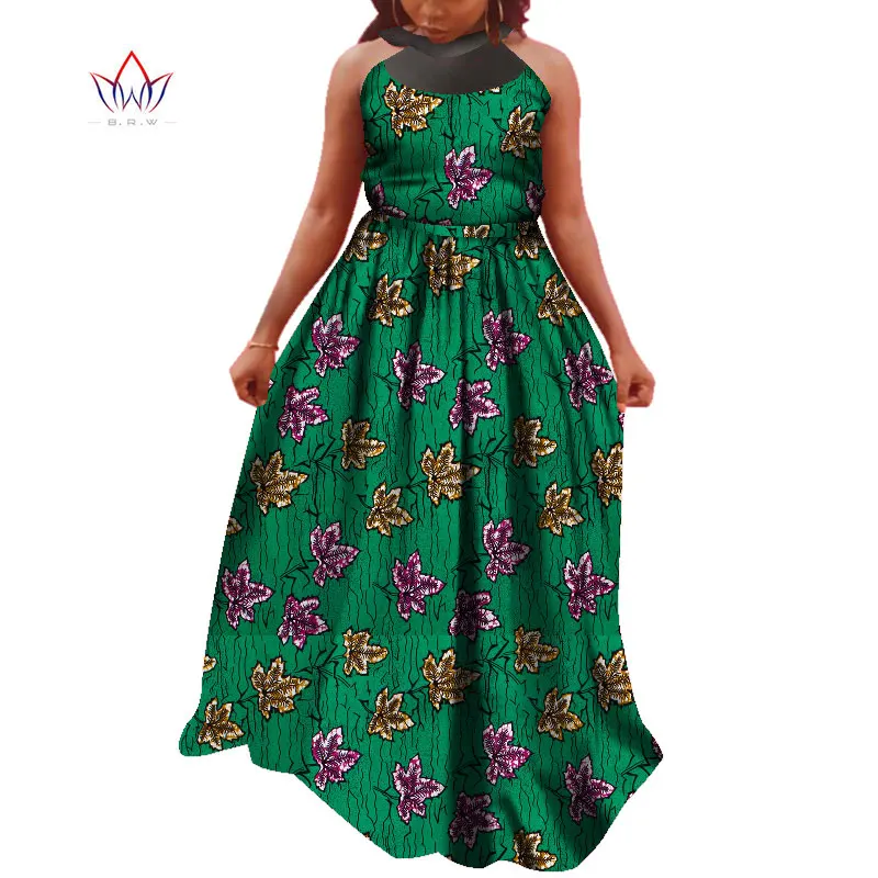 2020 Women Fashion Long Dress Sexy Sleeveless O-neck Wedding Party Dress Traditional African Print Bazin Riche Dresses WY4249