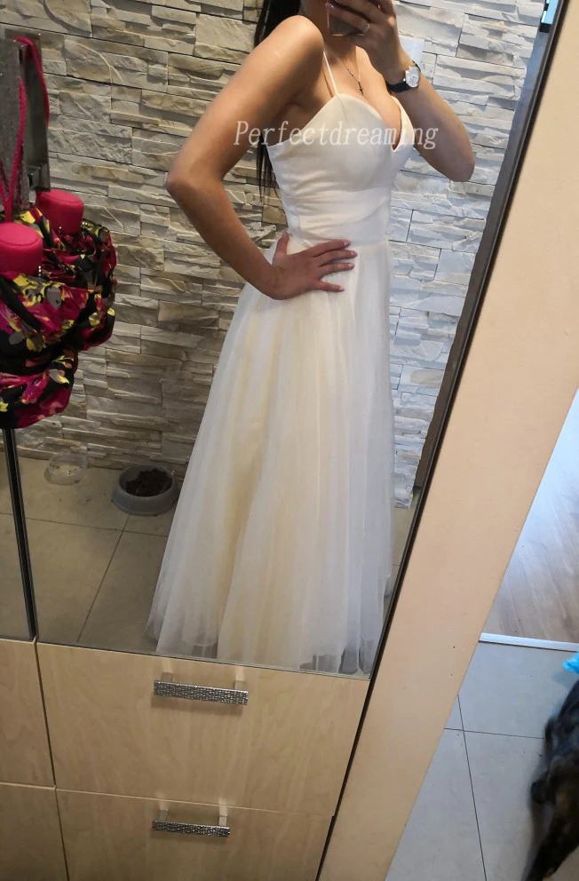 Спагетти ремень Пляжные Свадебные платья Vestido De Noiva Praia простой тюль белого цвета слоновой кости свадебное платье Casamento индивидуальный заказ