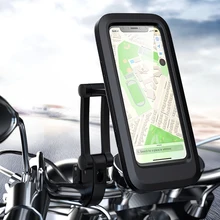 Waterproof Bike Phone Holder Case Universal Motorcycle Bicycle Phone Mount 360 Rotation Adjustable Handlebar Moto GPS Clip Stand