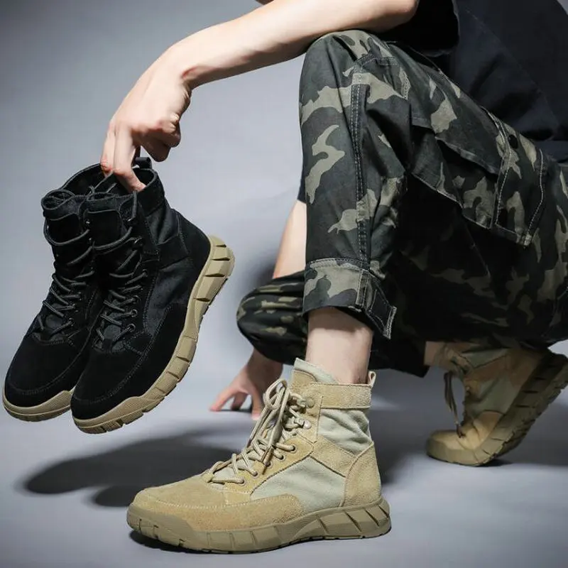 Мужские высококачественные военные ботинки из натуральной кожи спецназ