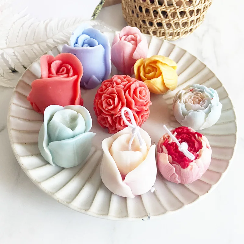 

3D Tulip Candle Mold Handmade DIY Aromatherapy Wax Mold Flower Soap Silicone Candle Molds for Candle Making Supplies