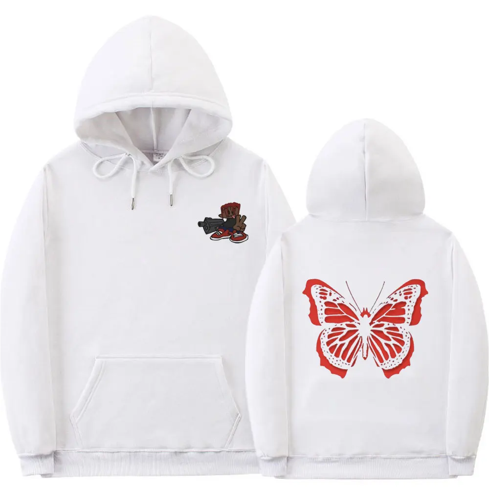 

Awesome Playboi Carti Hip Hop Double Sided Print Hoodie 2pac Rap Hoodies Harajuku Brand Design Red Butterfly Graphics Sweatshirt