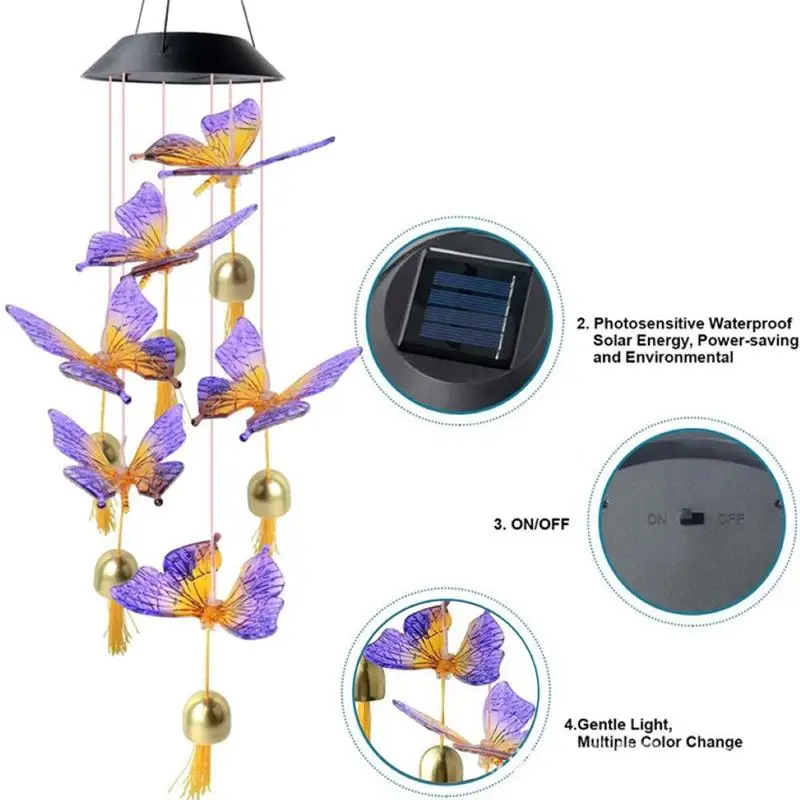 

Solar Lamp Set Changing Color Wind Bell LED Solar Courtyard Wind Bell Lamp Outdoor Garden Camping Hanging LED Light