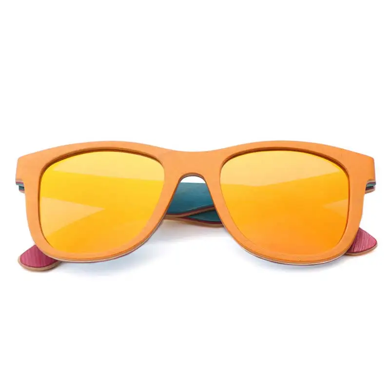 orange lens BerWer брендовые Дизайнерские деревянные солнцезащитные очки Новые поляризованные женские мужские Многослойные скейтборд деревянный солнцезащитные очки винтажные очки - Цвет линз: orange lens