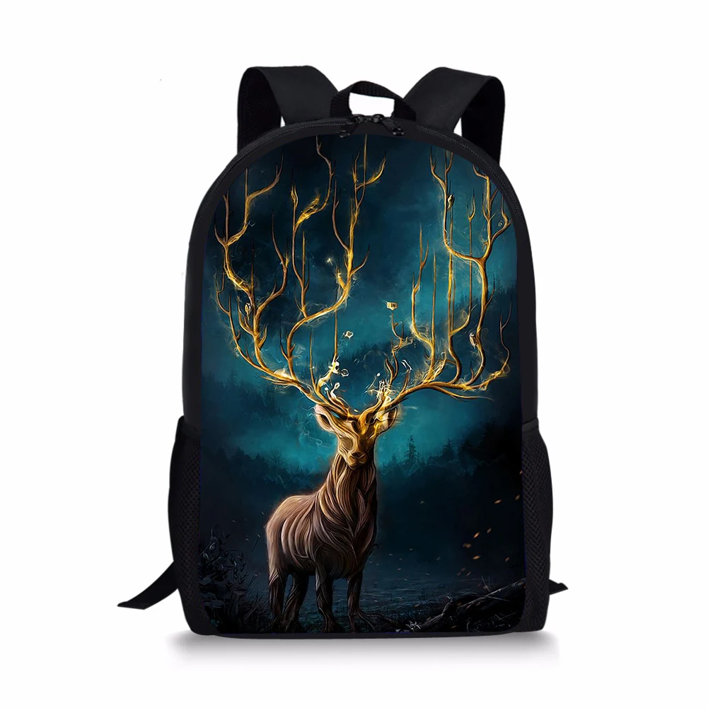 Fashion Children's Backpacks Fantasy Deer Pattern Toddler Kids School Book Bags Cartoon Animal Girls Travel Backpack
