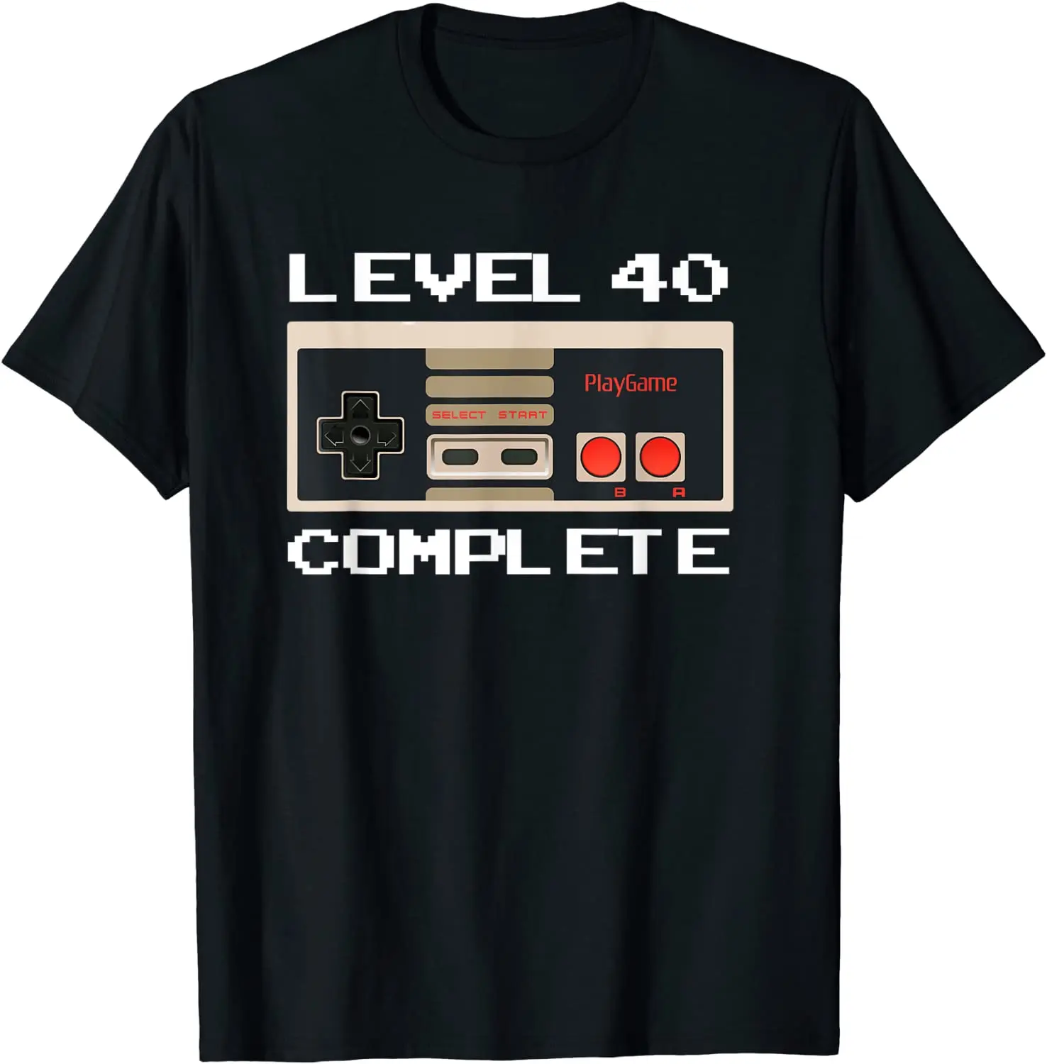 

40th Birthday Ideas Level 40 Complete Gamer T-Shirt Tops Shirt Retro Funny Cotton Mens Top T-shirts Normal