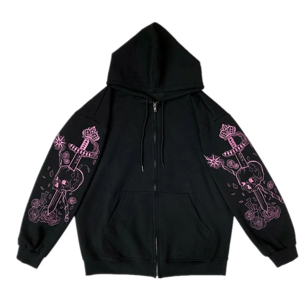 

Japan Harajuku Anime Hoodies Oversize Hooded Girls Gothic Casual Loose Sweatshirt Women Spring Fall Black Outwear Students Chic