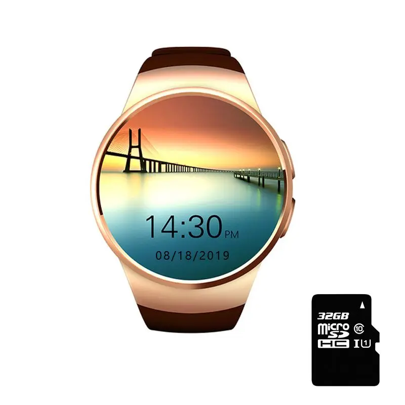Gold Add 32G Смарт-часы KW18 с поддержкой Bluetooth, sim-карты TF, умные часы, шагомер, пульсометр для Xiaomi, huawei, Android, IOS, смартфон - Цвет: Gold Add 32G