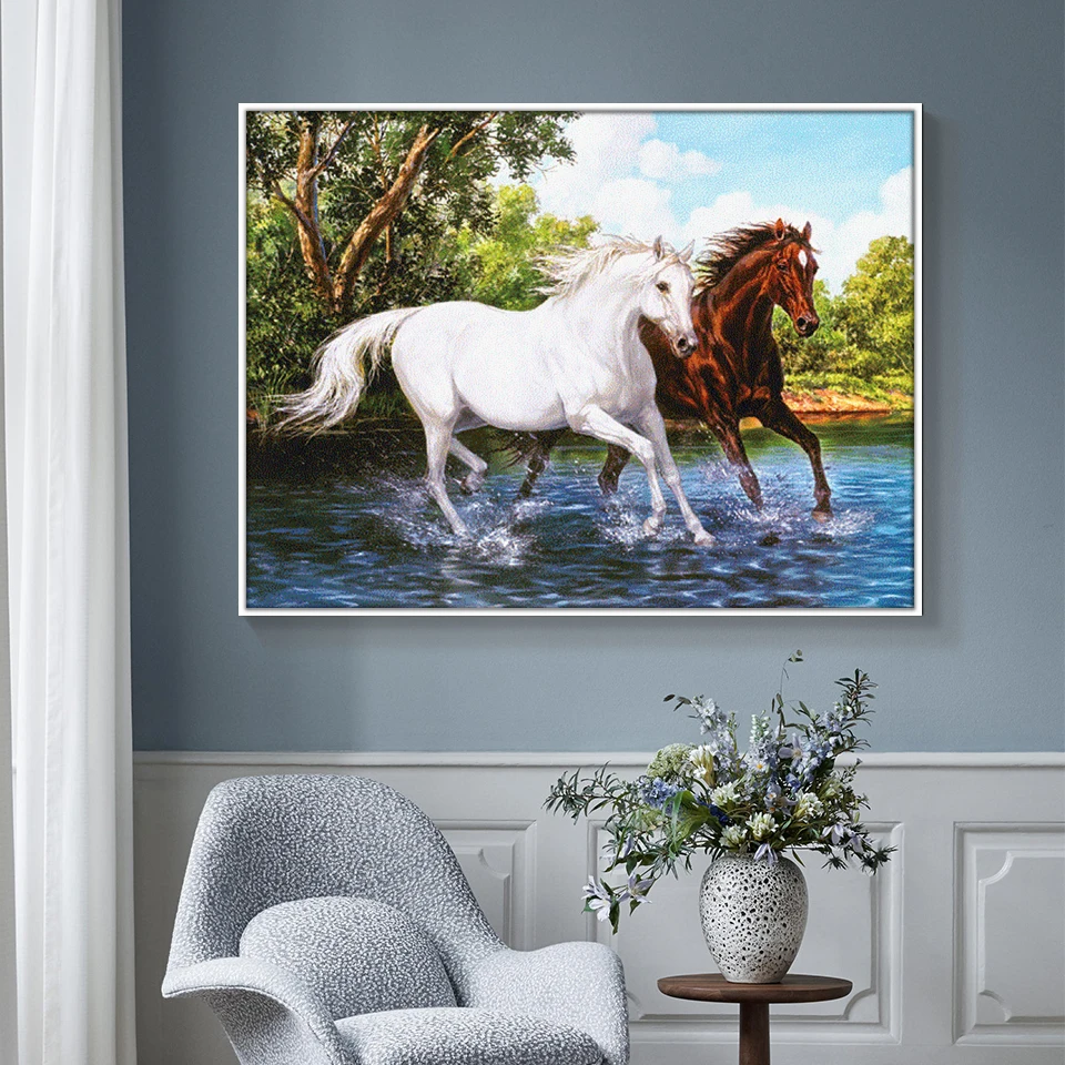 Алмазная 5d картина сделай сам с полным покрытием 3D изображением животных лошадей