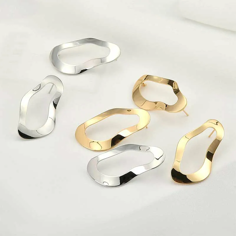 Серьги ручной работы с медным покрытием овальные золотистые/Серебристые серьги