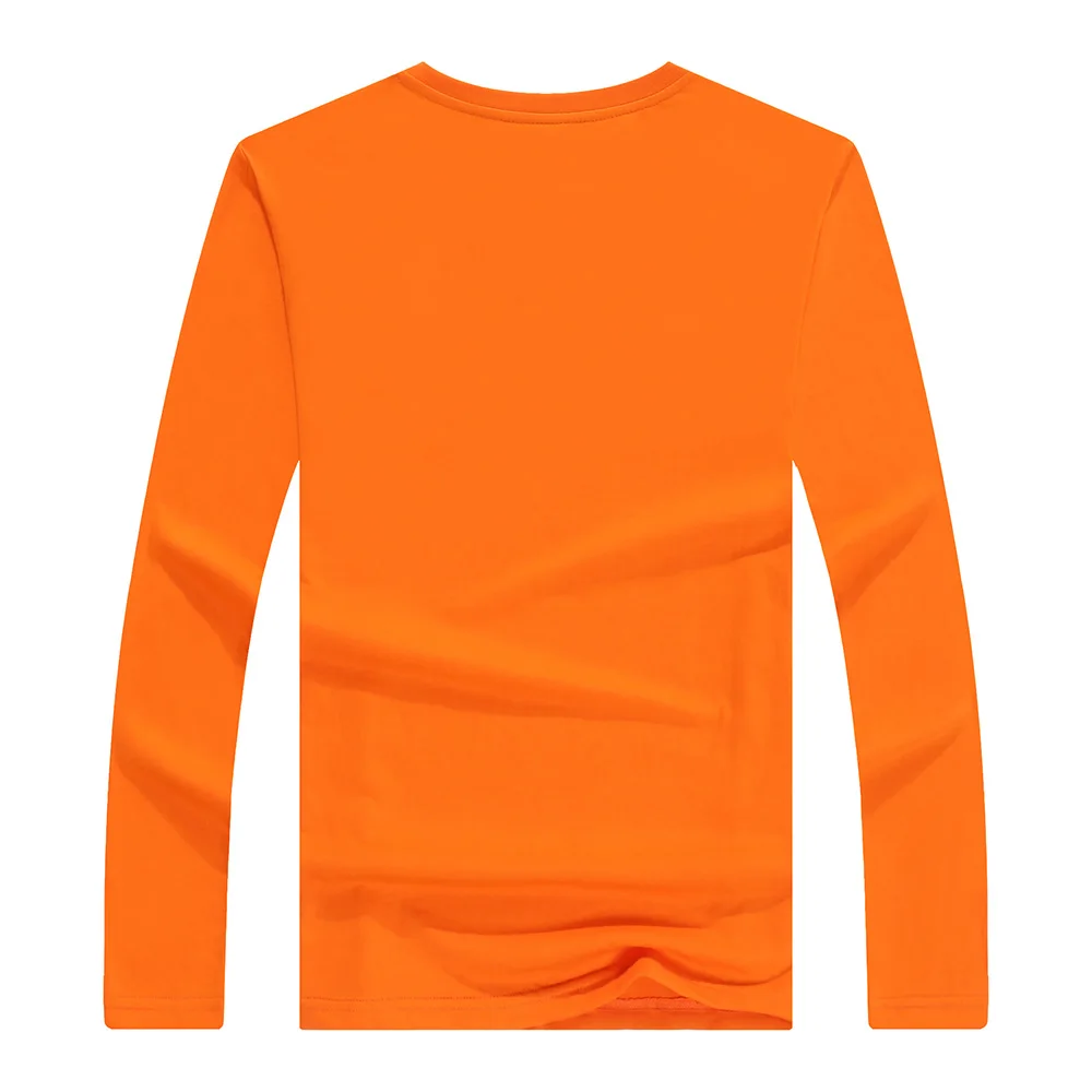 2019 Autumn Winter Men New Casual Cotton Elasticed Long Sleeve T-shirt O Collar Slim Solid T shirts Embroidery Customization | Мужская