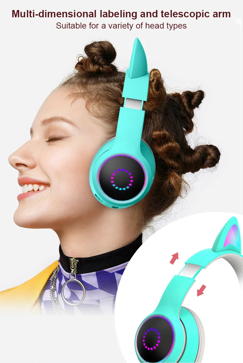 Bluetooth-наушники Cat Ear 5 0 с микрофоном шумоподавление для взрослых и детей девочек
