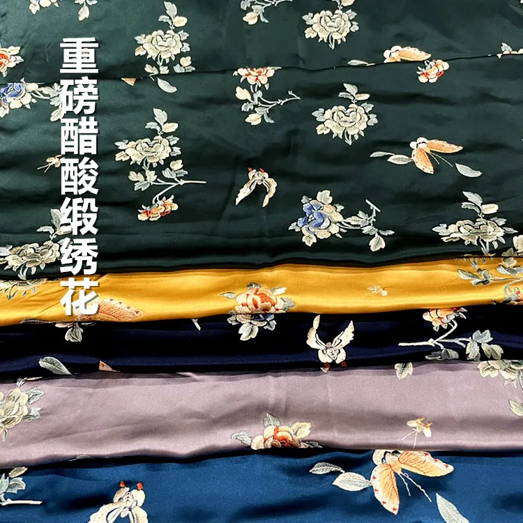 

Acetate Satin Embroidery Lining Heavy Satin Imitation Suzhou Embroidery Chinese Style Antique Dress Dress And Cheongsam
