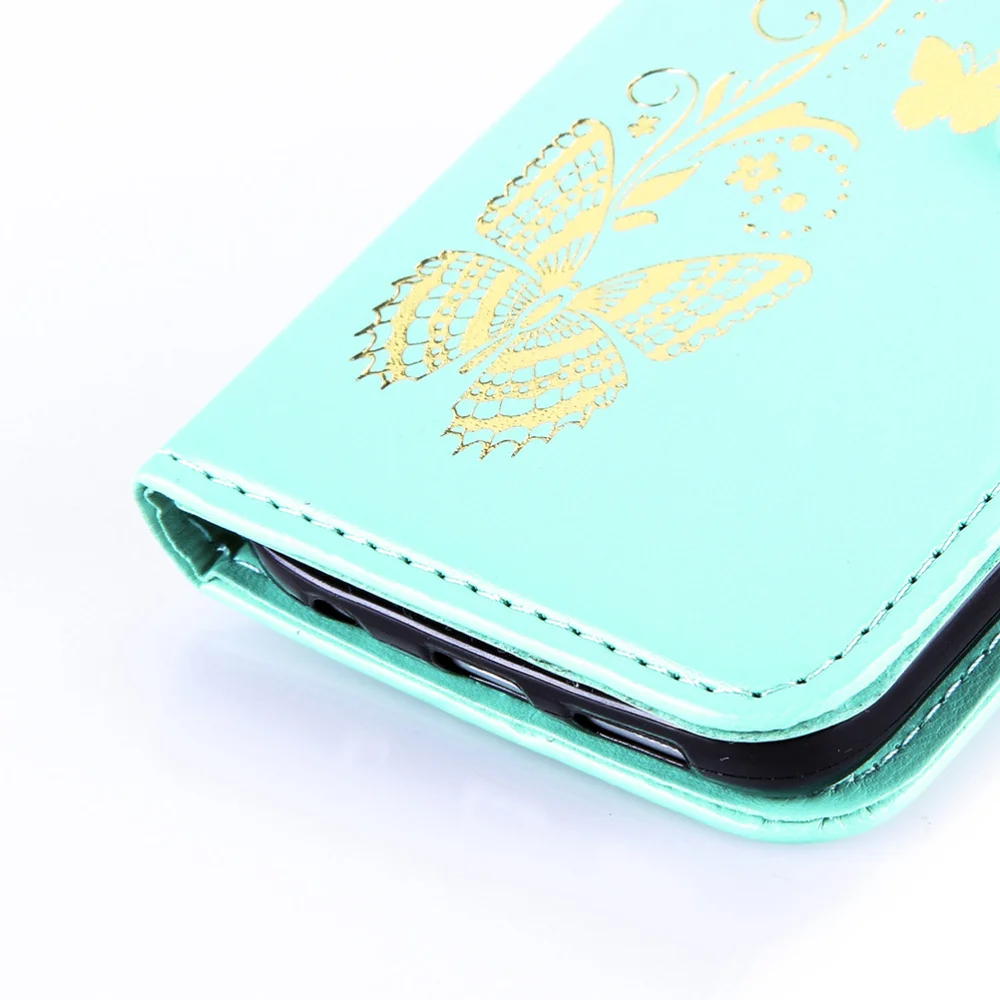 Позолоченный чехол для телефона из искусственной кожи с бабочкой мягкий