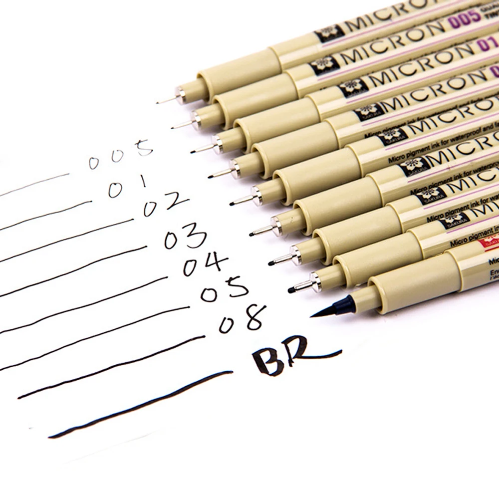 Sakura Pigma ручка для рисования Micron Pen Neelde Soft lot 005 01 02 03 04 05 08 1 0 художественные маркеры с