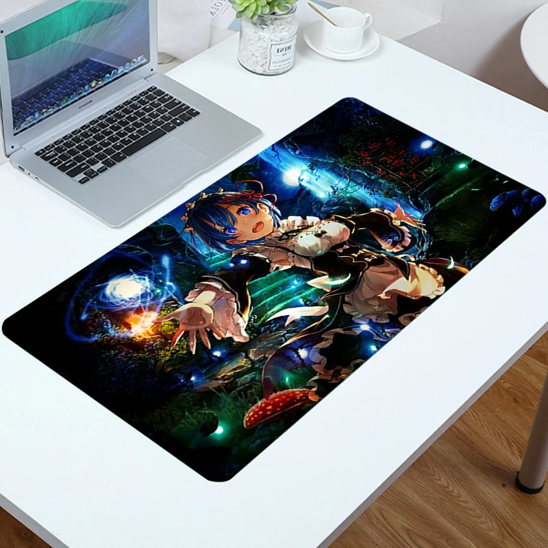 

Re Zero Rem Emilia Anime Mouse Pad Pad for Mouse and Keyboard Gaming Mousepad Xxl Mat Computer Desk Accessories Rugs Diy Deskmat
