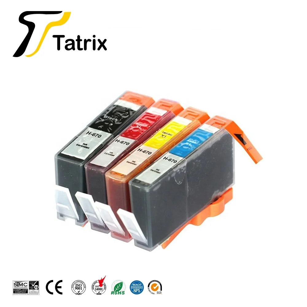 

Tatrix 4PCS For HP670 HP670XL H-670 Ink Cartridge For HP Photosmart Deskjet Ink Advantage 3525/4615/4620/4625/5525/6526 Printer