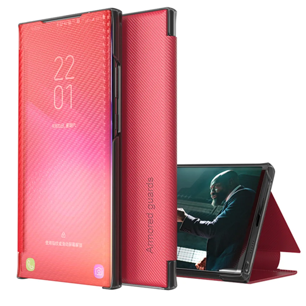 

Anti-drop Case for Samsung Galaxy S21 FE S20 Ultra S10 S9 S8 Plus Note 20 10 9 8 Luxury Carbon Fiber Striped Flip Phone Cover