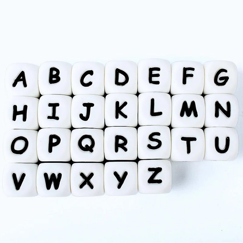 

2pcs Silicone Letters Beads Baby Teething Teethers English Alphabet Letter Beads BPA Free Baby 12MM Shower Gifts