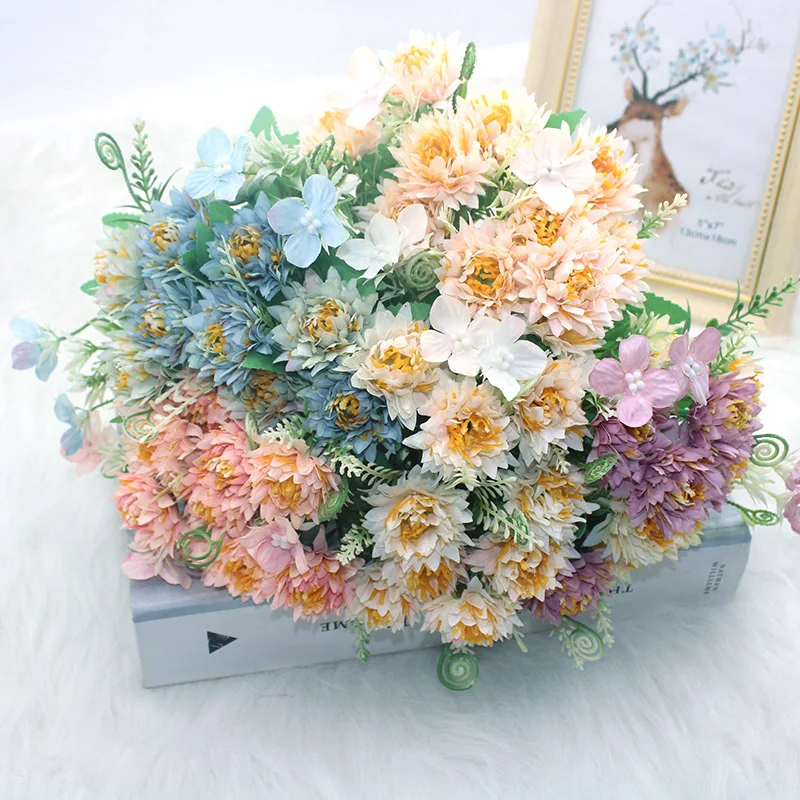 Пион искусственный цветок 10 Гербера Хризантема высокого качества класса люкс