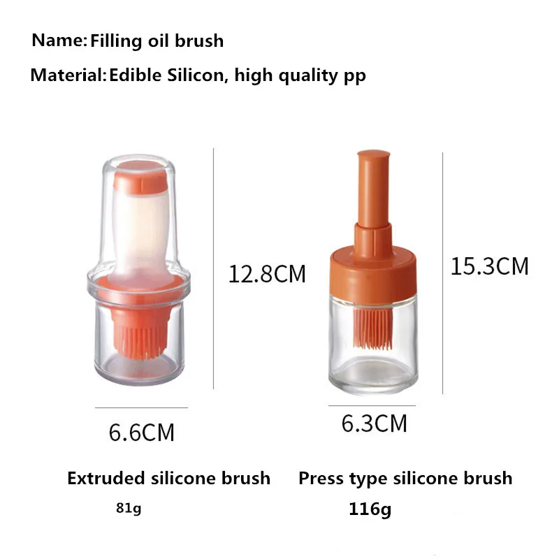 

Portable Silicone Oil Bottle with Brush Grill Oil Brushes Liquid Oil Pastry Kitchen Baking BBQ Tool Temperature Resistant Brush