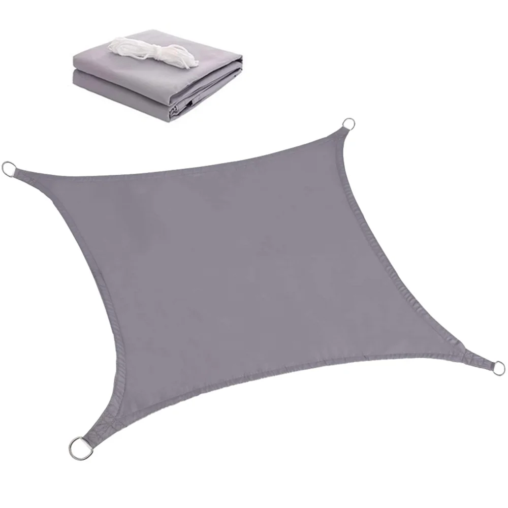 

3x3M Quadrilateral Sun Shade Sail Polyester Canopy Waterproof UV Block for Garden Swimming Pool (Grey)