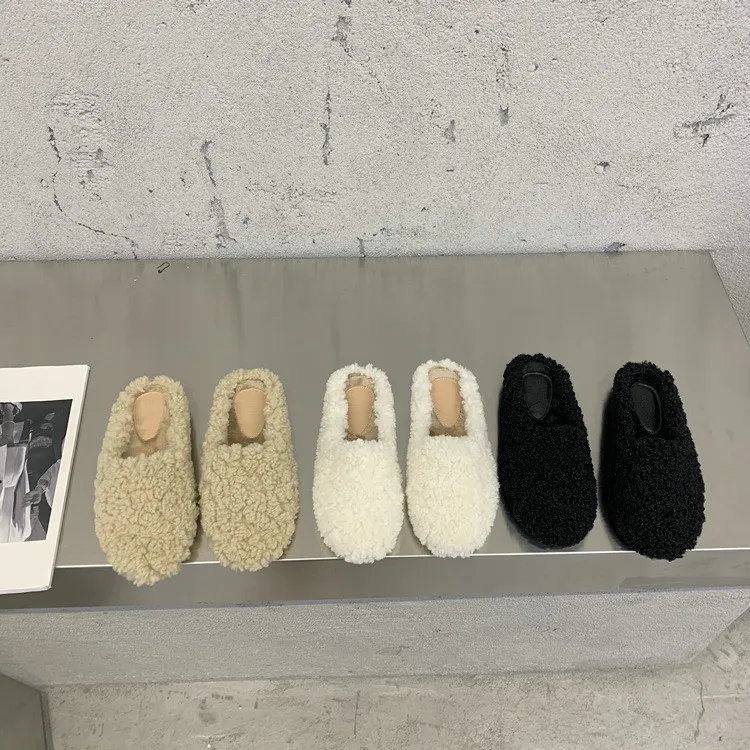 

Женские меховые Шлепанцы из ПУ кожи, с круглым носком