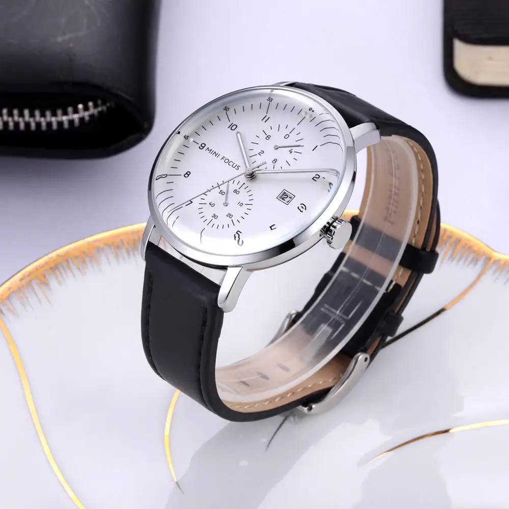 

MF0052G Leather Strap Men Watch Casual Style Luminous Hand Quartz Watches