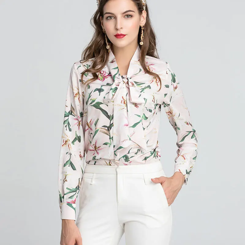 Женская блузка с длинным рукавом и цветочным принтом большие размеры|blouse brand|brand