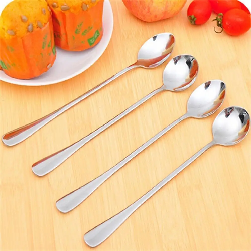 

1 Pc Long Handle Stainless Steel Tea Coffee Spoon Cocktail Ice Cream Soup Mixing Spoons Cutlery