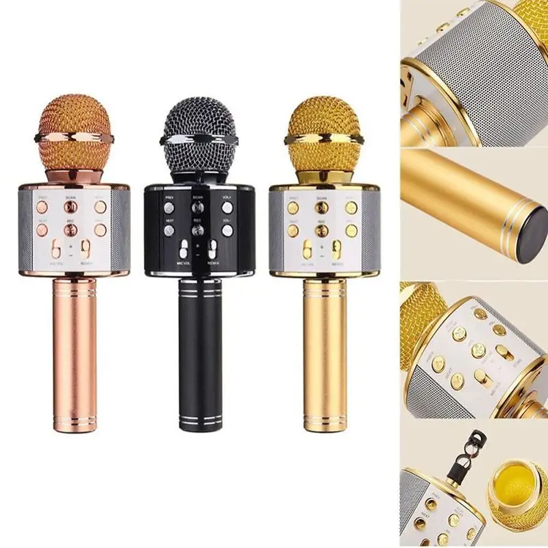 

Professional Bluetooth Wireless Microphone Handheld Karaoke Mic USB Mini Home KTV For Music Player Singing Recorder Mic