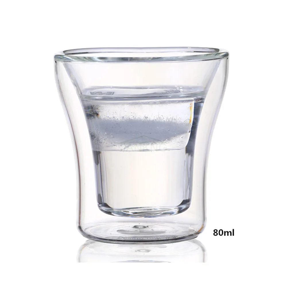 1 шт. 80 мл двойные стеклянные прозрачные термостойкие мини чашки для чая и