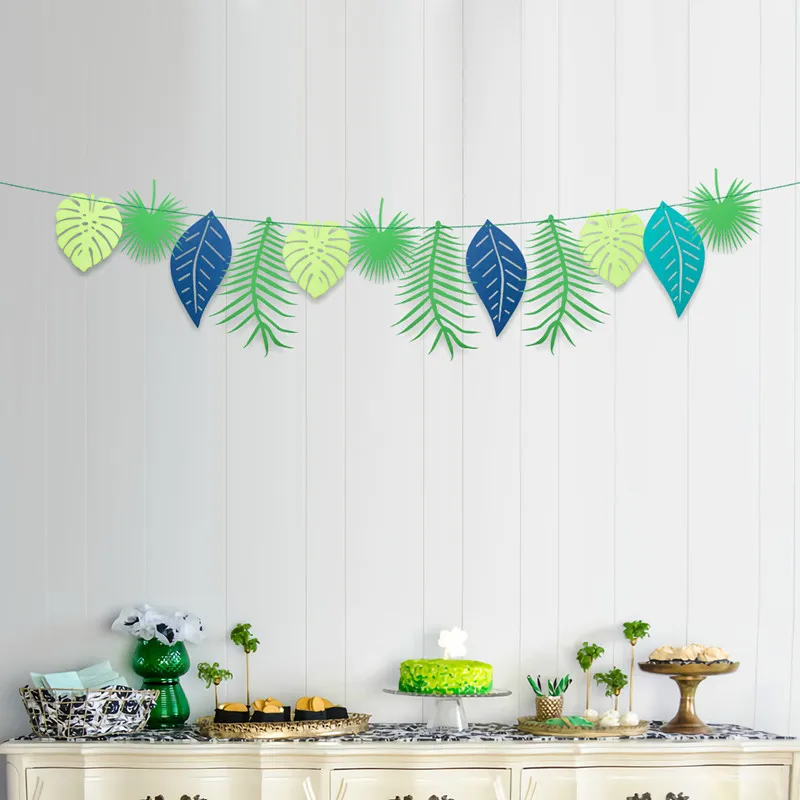 

Plant Leaves Party Flag La Flower Ornaments La Flag Tropical Theme Party Classroom Window Children's Day Birthday Decoration