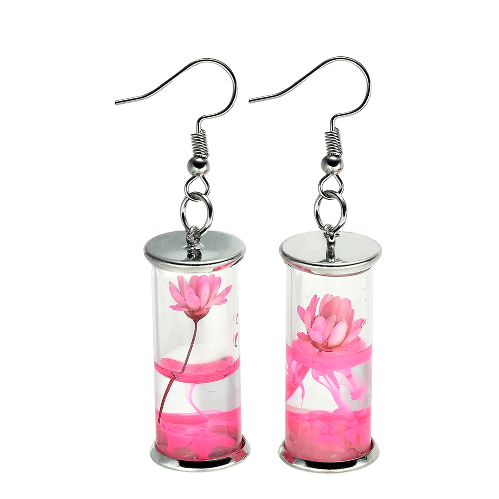 Модные неувядающие серьги в виде сушеных цветов с дрифтом бутылке Стеклянные