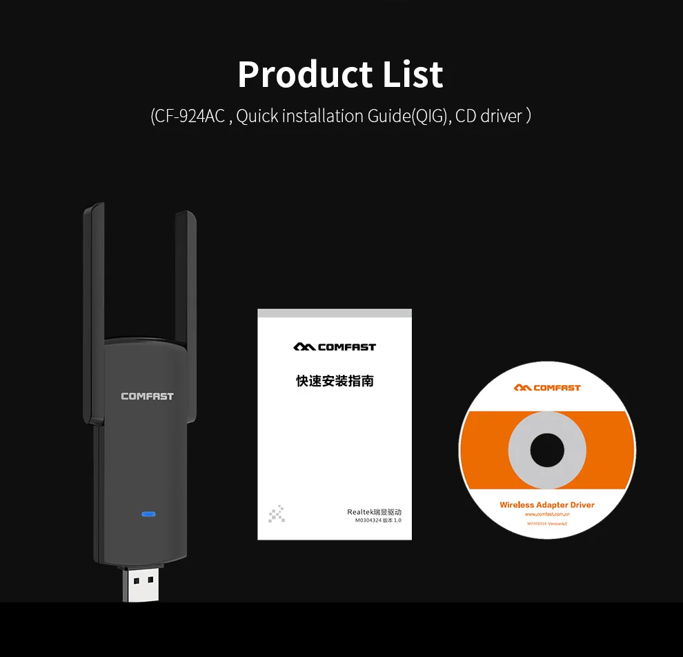 COMFAST 1200mbps-1300mbps -  802.11ac/b/g/n 2, 4 + 5, 8G Wi-Fi  USB wifi