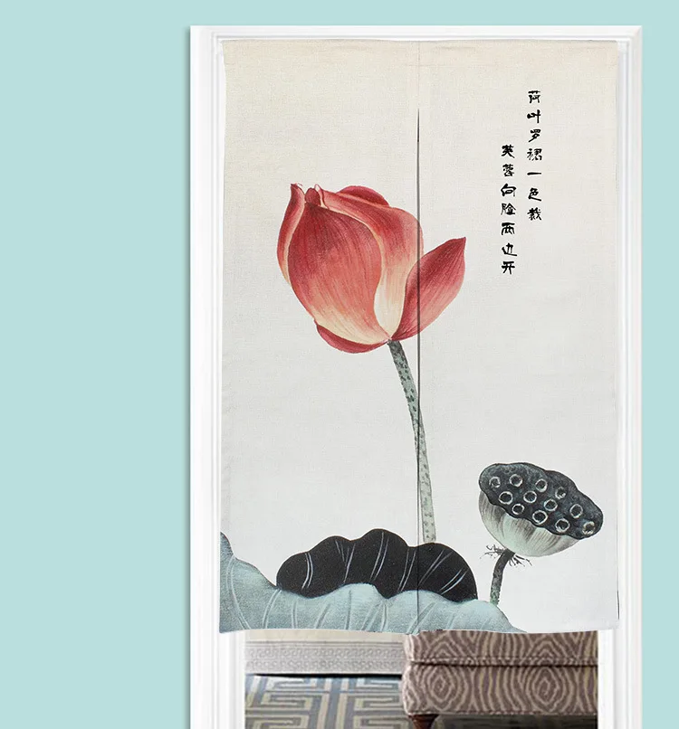 Новая занавеска на дверь в китайском стиле с лотосом для туалета кухни