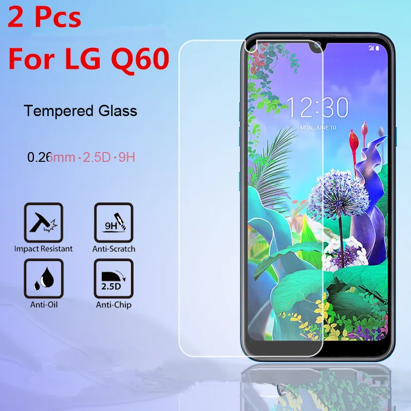 

2PCS Mobile phone Glass Screen Protector Tempered Glass For LG Q60 Glass cell phone Phone Film