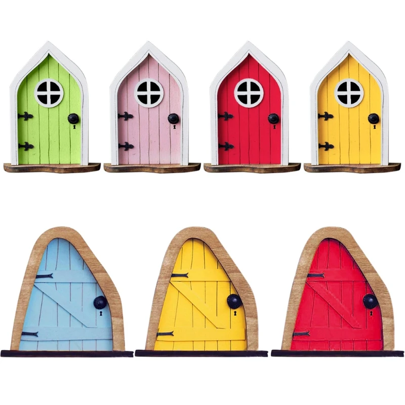 

Fairy Elf Window Door Wooden Garden Ornament Creative Yard Art Garden Sculpture Decor Trees Open Doors Gnome House Wood K0AB