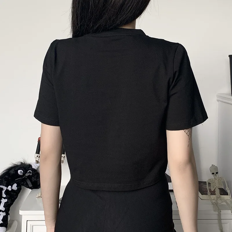 Женская футболка с коротким рукавом и рюшами в готическом стиле|Футболки| |