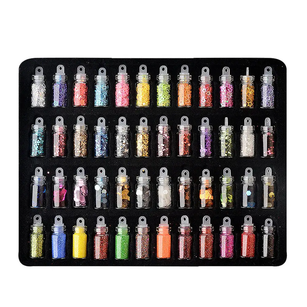 

48 Bottles/Set Nail Art Sequins Glitter Powder Manicure Decoral Tips Polish Nail Stickers Mixed Color Set Nail Sequins