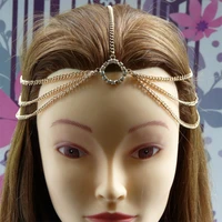 european and american style alloy hair band gold plated tassel hair band fashion headdress retro style performance available