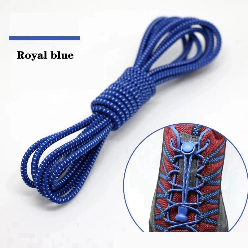 Royal blue 1 пара шнурков без галстука круглые весенние растягивающиеся фиксирующие шнурки для отдыха на открытом воздухе безопасные кроссовки для отдыха эластичные шнурки унисекс - Цвет: Royal blue