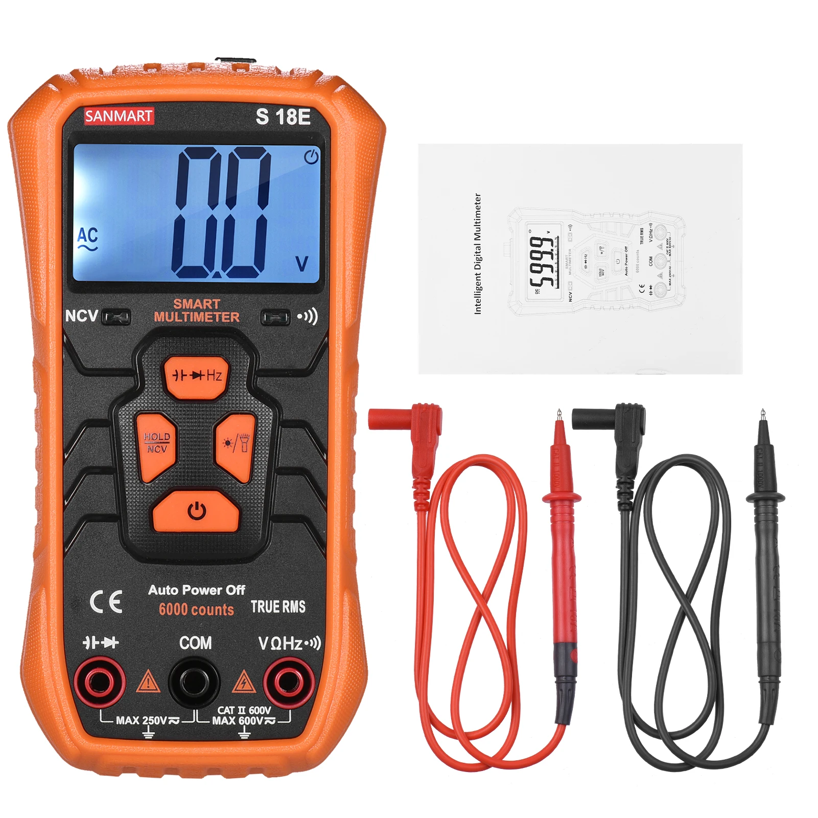 6000 отсчетов True RMS мини универсального умного метр Карманный Компактный 2 дюймовый