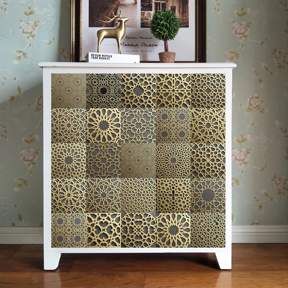 

30cm*150cm Muslim Style Strip Tiles Wall Sticker Kitchen Stairs Door Wardrobe Decoration Wallpaper Peel & Stick Art Mural