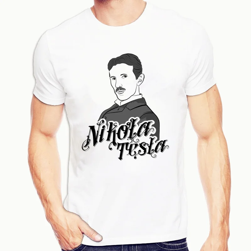 Мужская футболка в стиле Харадзюку Nikola Tesla с рисунком хип хоп|Мужские футболки| |